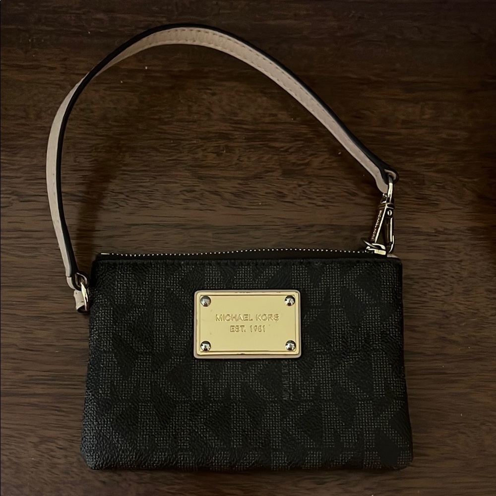 Michael Kors Brown Clutch/wristlet with Gold Accents